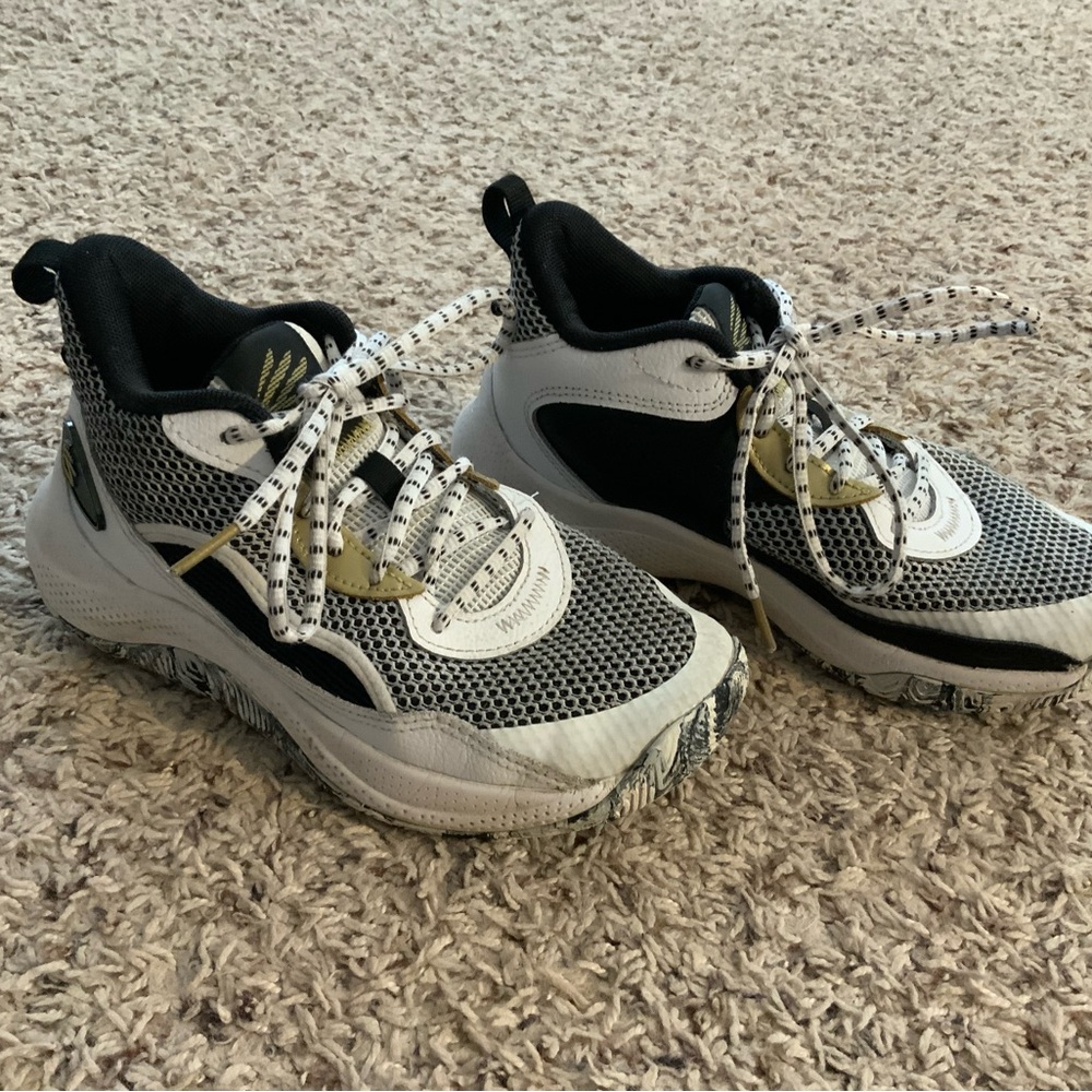 Under Armour Black and White Kids Sneakers